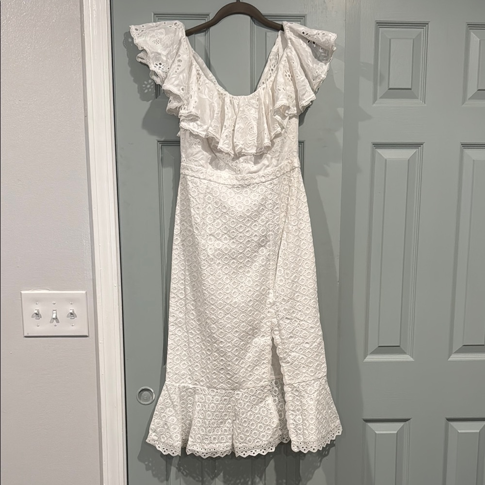 SALONI White Ella Eyelet Cotton Dress